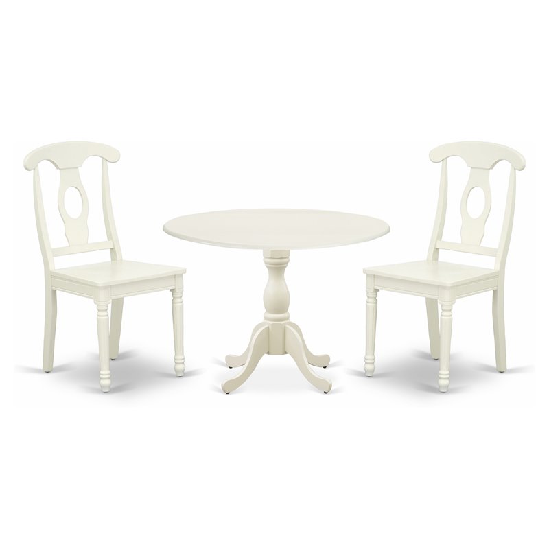 Pemberly Row 3-Piece Dining Set with Napoleon Back in Linen White