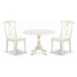Pemberly Row 3-Piece Dining Set with Napoleon Back in Linen White