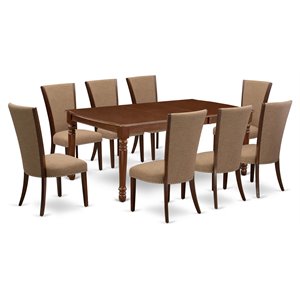 Pemberly Row Dover 9-Piece Dining Set with Butterfly Table in Mahogany