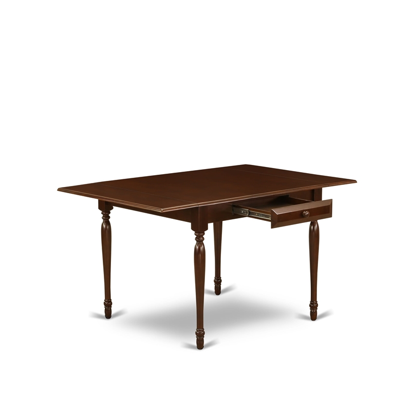 Pemberly Row 5-Piece Dining Table Set in Mahogany with Black Linen Upholstery