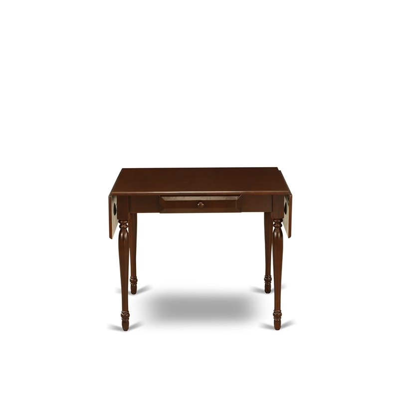 Pemberly Row 5-Piece Dining Table Set in Mahogany with Black Linen Upholstery