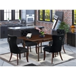 Pemberly Row 5-Piece Dining Table Set in Mahogany with Black Linen Upholstery
