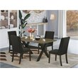 Pemberly Row X-Style 5-Piece Dining Set in Black/Distressed Jacobean