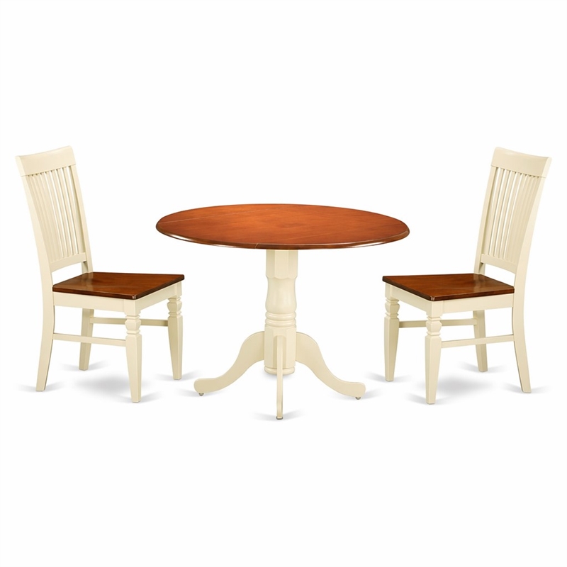 Pemberly Row 3-Piece Dining Set in Buttermilk & Cherry Finish