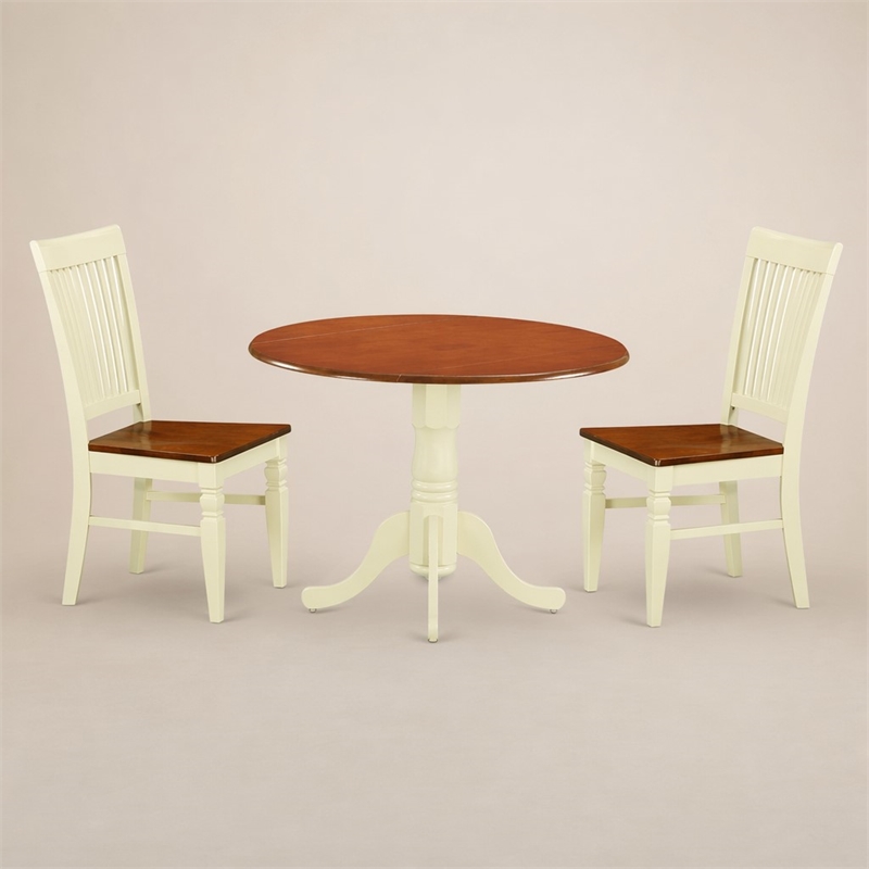 Pemberly Row 3-Piece Dining Set in Buttermilk & Cherry Finish