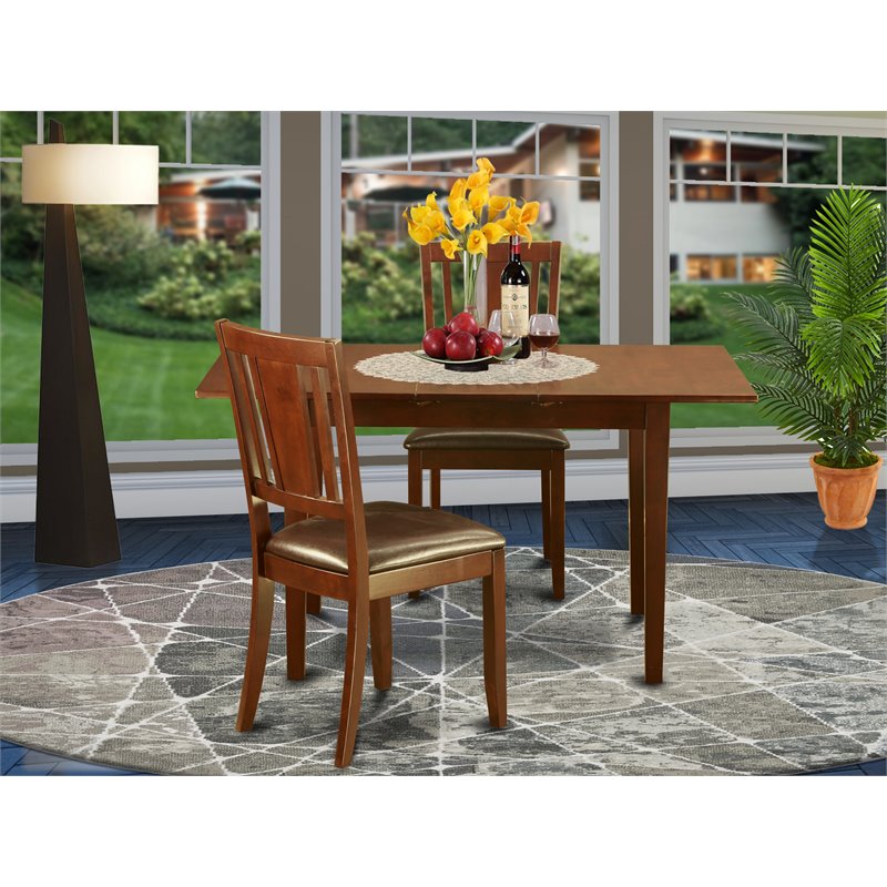 Pemberly Row Norfolk Wood 3-Piece Kitchen Set in Mahogany Finish