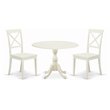 Pemberly Row 3-Piece Dining Set with X-Back Chairs in Linen White