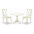 Pemberly Row 3-Piece Dining Set with Double X-Back Chairs in Linen White