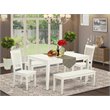 Pemberly Row 5-Piece Dining Set in Linen White Finish with 2 Benches