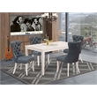 Pemberly Row 5-Piece Dining Table Set with Chairs in Linen White/Platinum Gray