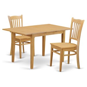 Pemberly Row 3-Piece Wood Dining Table Set with Chairs in Oak Finish