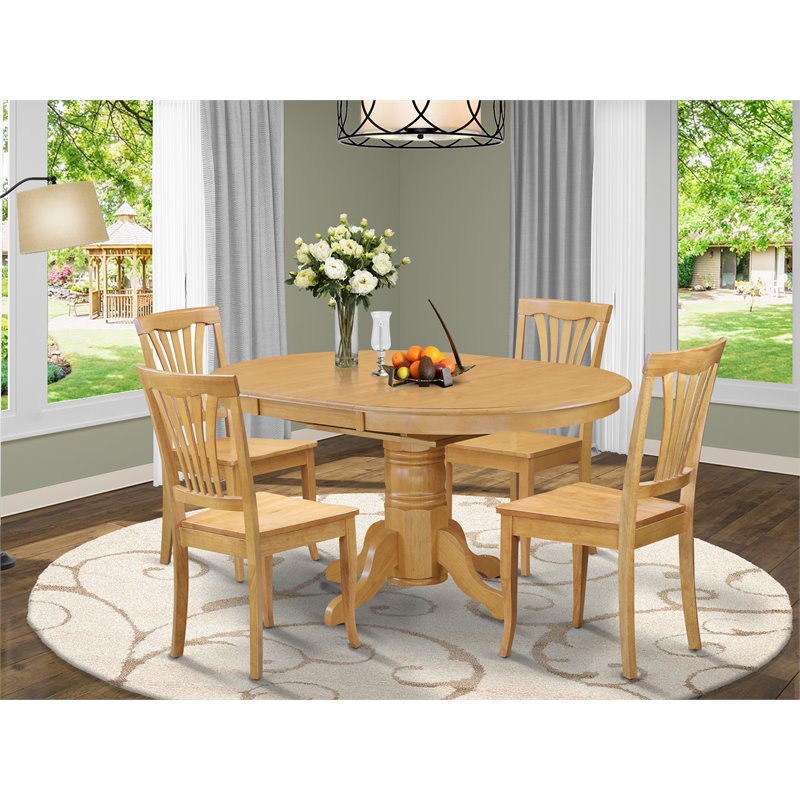 Pemberly Row 5-Piece Dining Table Set with Oval Table and Oak Finish