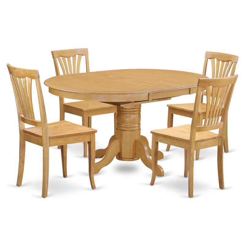 Pemberly Row 5-Piece Dining Table Set with Oval Table and Oak Finish