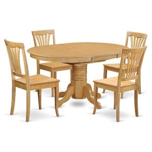 Pemberly Row 5-Piece Dining Table Set with Oval Table and Oak Finish