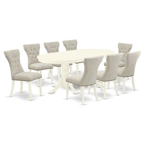 Pemberly Row 9-Piece Dining Set with Pedestal Table in Linen White