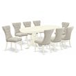 Pemberly Row 9-Piece Dining Set with Pedestal Table in Linen White