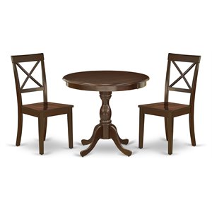 Pemberly Row 3-Piece Mahogany Dining Set with X-Back Chairs and Wood Table