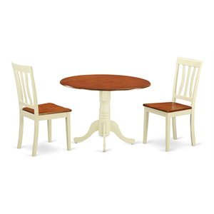 Pemberly Row 3-Piece Traditional Dining Set with Cream and Cherry Finish