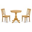 Pemberly Row 3-Piece Wood Dining Set with Round Pedestal Table in Oak