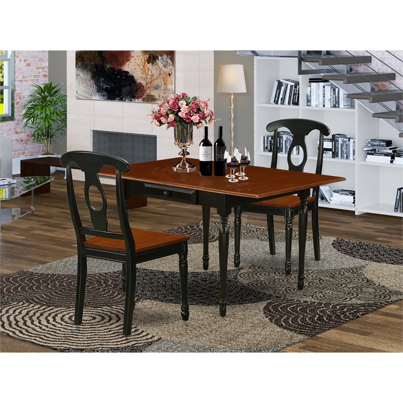 Pemberly Row 3-Piece Wood Kitchen Table Set in Black and Cherry Finish