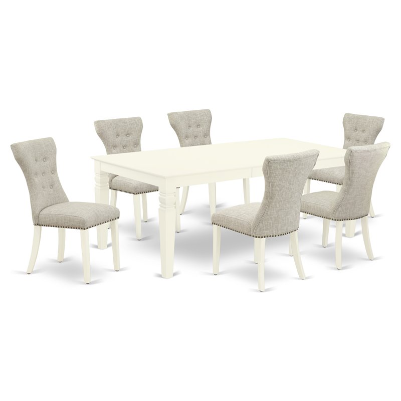 Pemberly Row Weston 7-Piece Wood Kitchen Table Set in Linen White