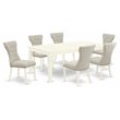 Pemberly Row Weston 7-Piece Wood Kitchen Table Set in Linen White