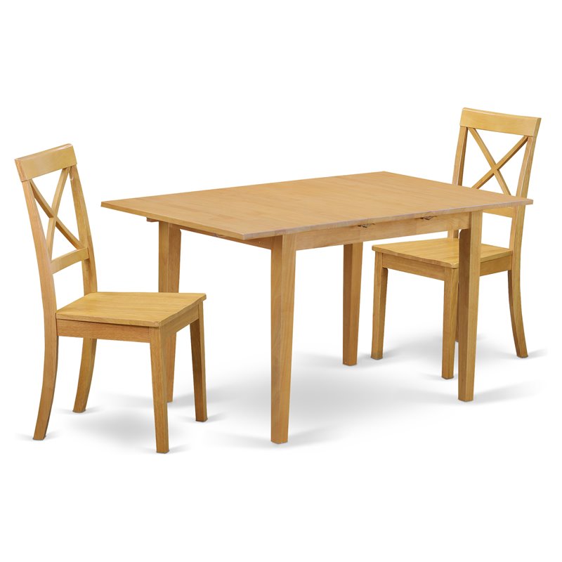 Pemberly Row 3-Piece Dining Set with Wood Seats in Oak Finish