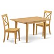 Pemberly Row 3-Piece Dining Set with Wood Seats in Oak Finish