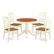 Pemberly Row Antique 5-Piece Round Dining Table Set Rubber Wood Cherry