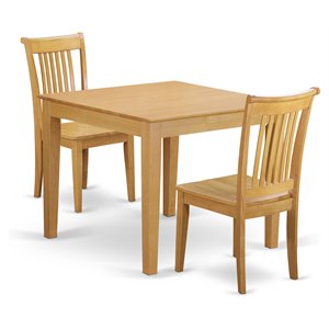 Pemberly Row 3-Piece Wood Dining Set with Oak Finish for 2 People