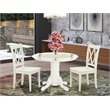 Pemberly Row Shelton 3-Piece White Round Dining Table with X Back Chairs