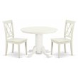 Pemberly Row Shelton 3-Piece White Round Dining Table with X Back Chairs