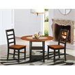 Pemberly Row Sudbury 3-Piece Dining Set with Round Table in Black & Cherry