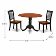 Pemberly Row 3-Piece Round Dining Set in Black and Cherry Finish