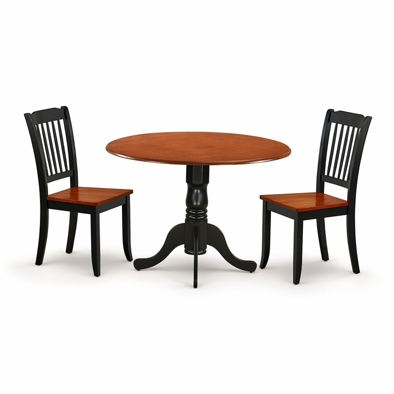 Pemberly Row 3-Piece Round Dining Set in Black and Cherry Finish