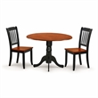 Pemberly Row 3-Piece Round Dining Set in Black and Cherry Finish