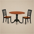 Pemberly Row 3-Piece Round Dining Set in Black and Cherry Finish