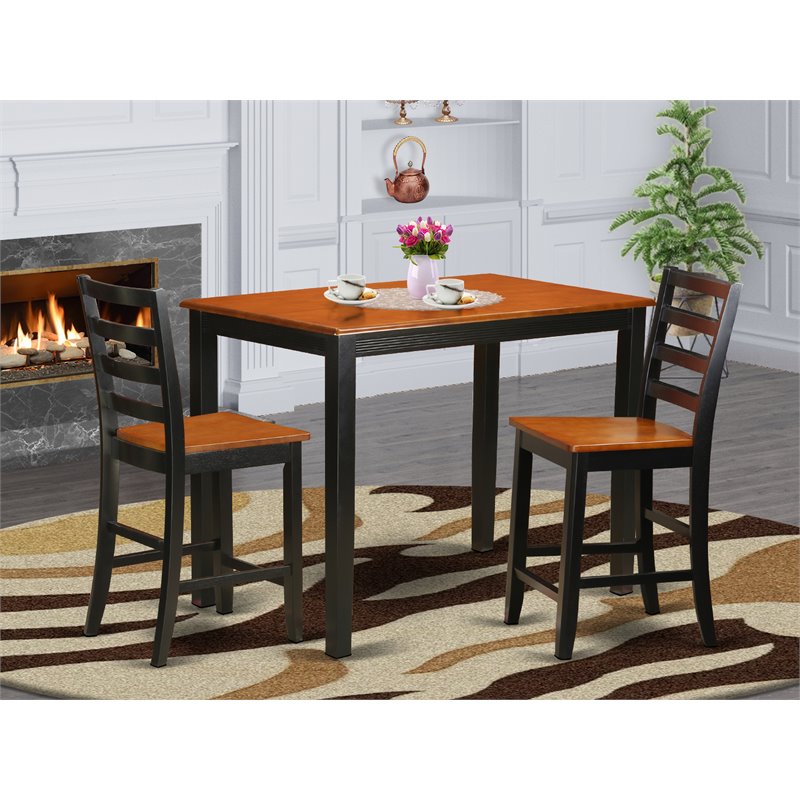Pemberly Row 3-Piece Wood Dining Set in Black and Cherry