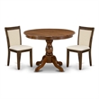 Pemberly Row 3-Piece Dinette Set with Antique Walnut Pedestal Table