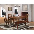 Pemberly Row 6-Piece Mahogany Wood Kitchen Set with PU Seat Bench