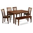 Pemberly Row 6-Piece Mahogany Wood Kitchen Set with PU Seat Bench