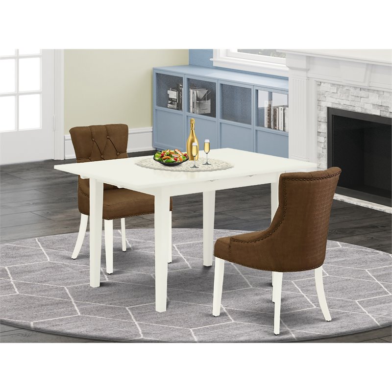 Pemberly Row Norfolk 3-Piece Dining Table Set in Linen White