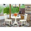 Pemberly Row 3-Piece Traditional Circular Dining Set in Linen White