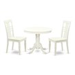 Pemberly Row 3-Piece Traditional Circular Dining Set in Linen White
