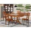 Pemberly Row 5-Piece Wood Dining Room Table Set in Saddle Brown Finish