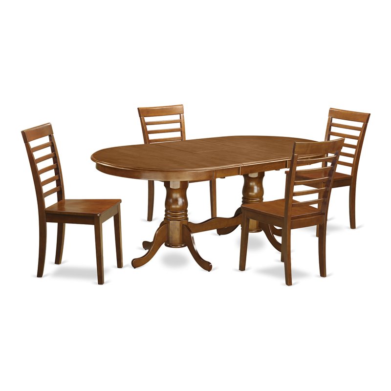 Pemberly Row 5-Piece Wood Dining Room Table Set in Saddle Brown Finish