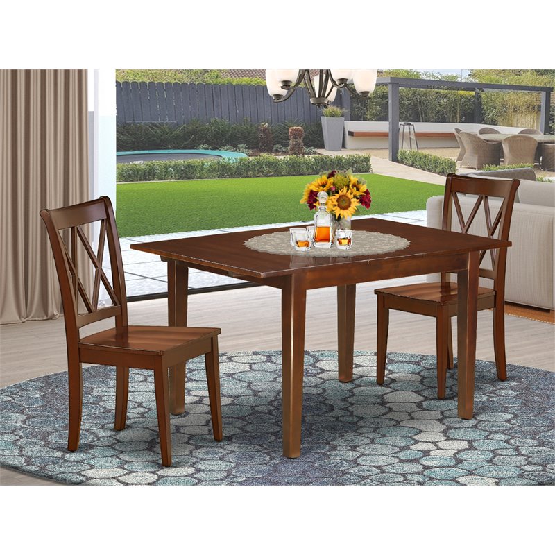 Pemberly Row 3-Piece Traditional Wood Dining Set in Mahogany Finish