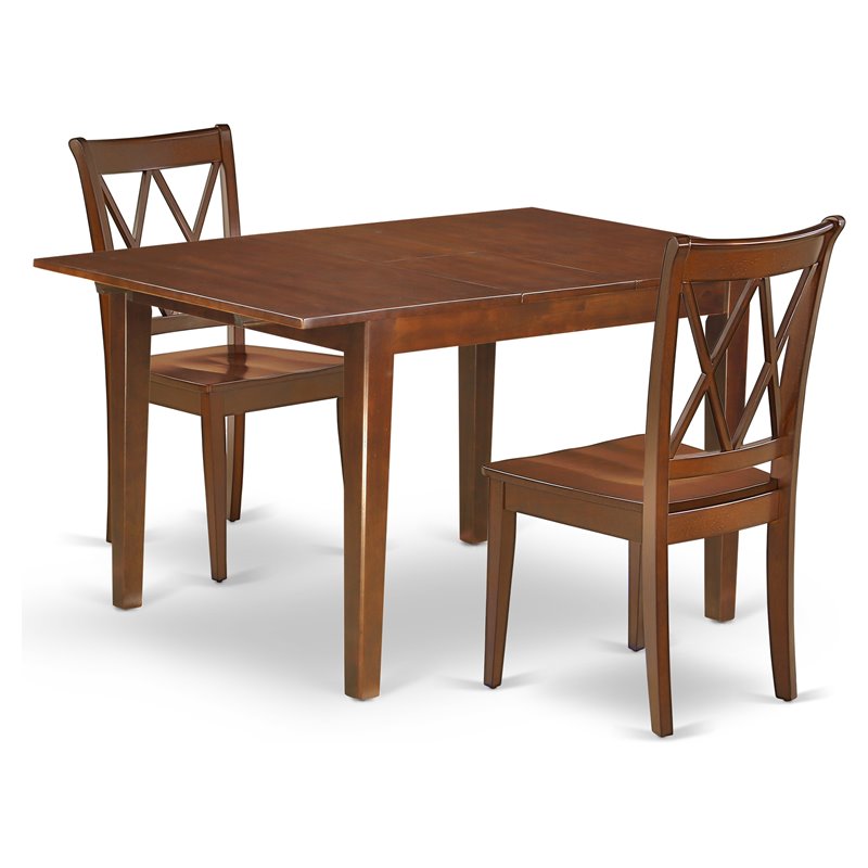 Pemberly Row 3-Piece Traditional Wood Dining Set in Mahogany Finish