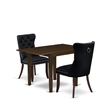 Pemberly Row 3-Piece Kitchen Table Set with Mahogany Finish and Black Upholstery