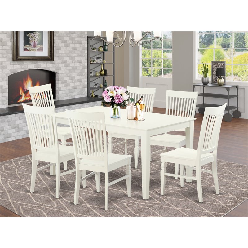Pemberly Row 7-Piece Rubberwood Dining Set with Linen White Finish